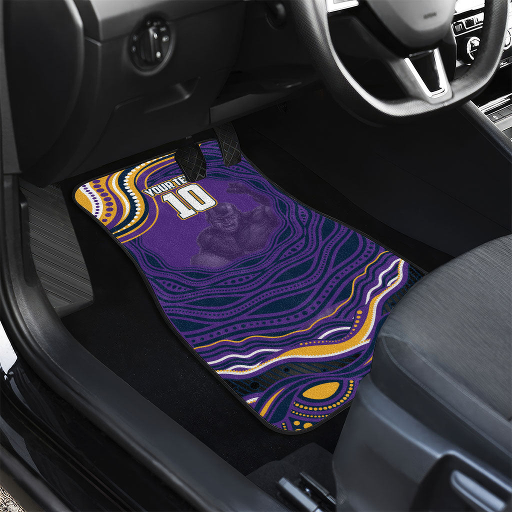 Personalized Gold Coast Titans Car Mats Aboriginal Dot Art - Dreamtime Rugby Mascot