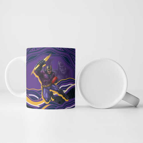 Personalized Gold Coast Titans Ceramic Mug Aboriginal Dot Art - Dreamtime Rugby Mascot