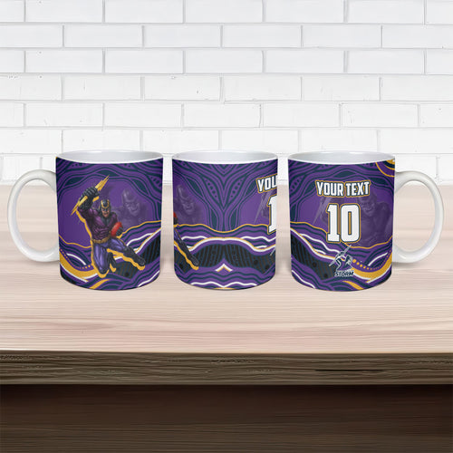 Personalized Gold Coast Titans Ceramic Mug Aboriginal Dot Art - Dreamtime Rugby Mascot