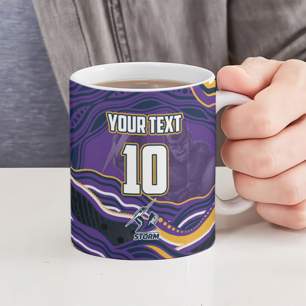 Personalized Gold Coast Titans Ceramic Mug Aboriginal Dot Art - Dreamtime Rugby Mascot