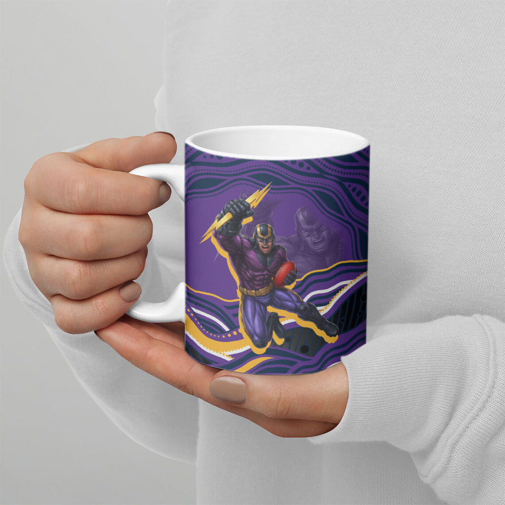 Personalized Gold Coast Titans Ceramic Mug Aboriginal Dot Art - Dreamtime Rugby Mascot