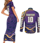 Personalized Gold Coast Titans Couples Matching Short Sleeve Bodycon Dress and Long Sleeve Button Shirt Aboriginal Dot Art - Dreamtime Rugby Mascot