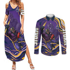 Personalized Gold Coast Titans Couples Matching Summer Maxi Dress and Long Sleeve Button Shirt Aboriginal Dot Art - Dreamtime Rugby Mascot
