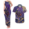 Personalized Gold Coast Titans Couples Matching Tank Maxi Dress and Hawaiian Shirt Aboriginal Dot Art - Dreamtime Rugby Mascot