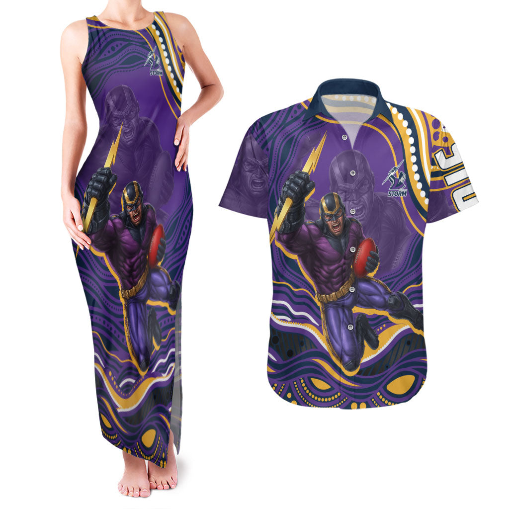 Personalized Gold Coast Titans Couples Matching Tank Maxi Dress and Hawaiian Shirt Aboriginal Dot Art - Dreamtime Rugby Mascot