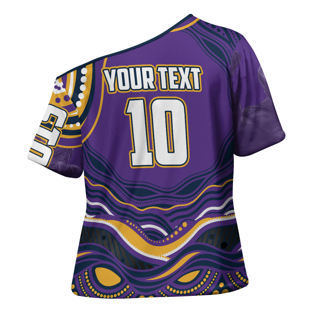 Personalized Gold Coast Titans Cross Shoulder Shirt Aboriginal Dot Art - Dreamtime Rugby Mascot