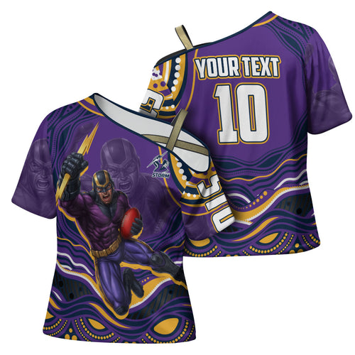 Personalized Gold Coast Titans Cross Shoulder Shirt Aboriginal Dot Art - Dreamtime Rugby Mascot