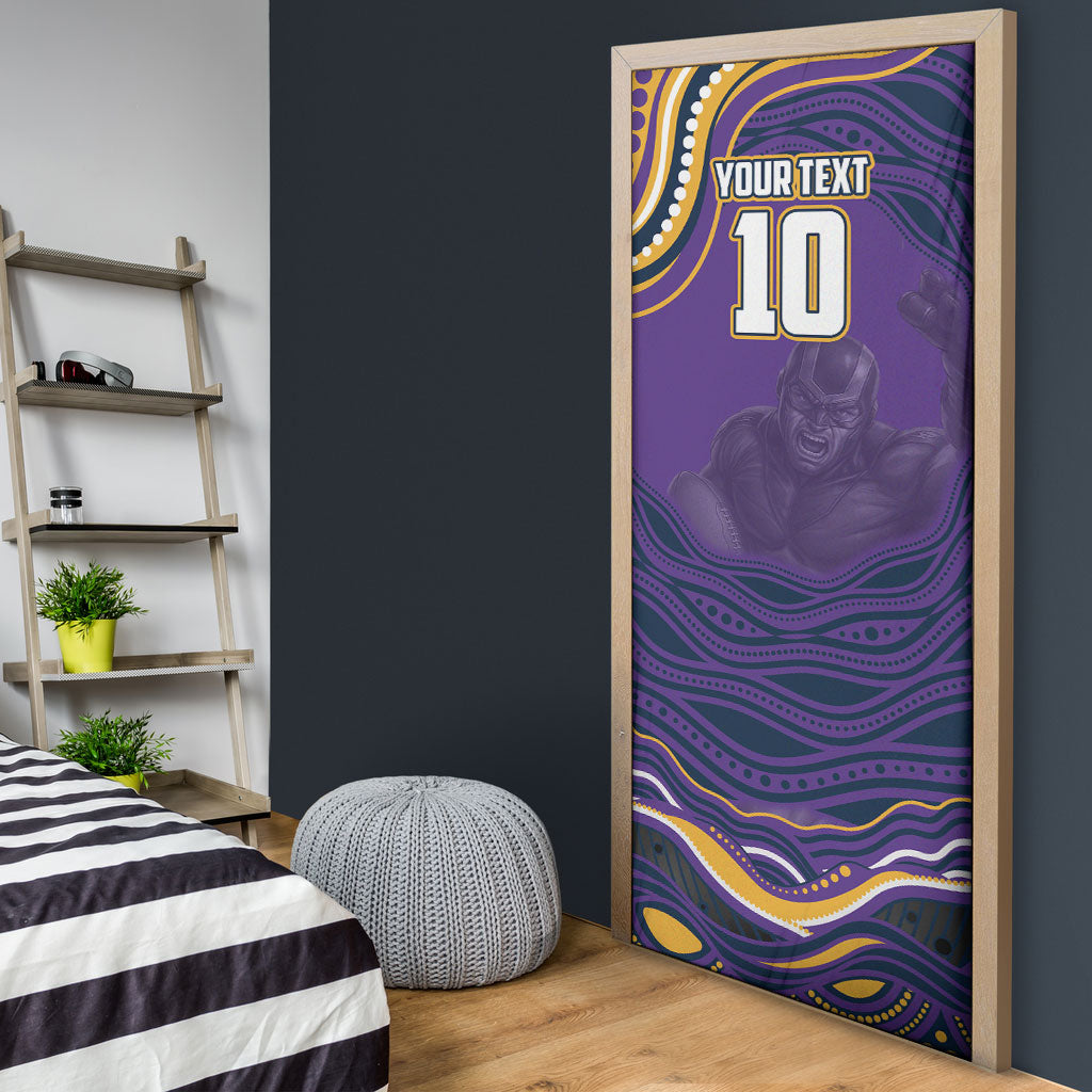 Personalized Gold Coast Titans Door Cover Aboriginal Dot Art - Dreamtime Rugby Mascot