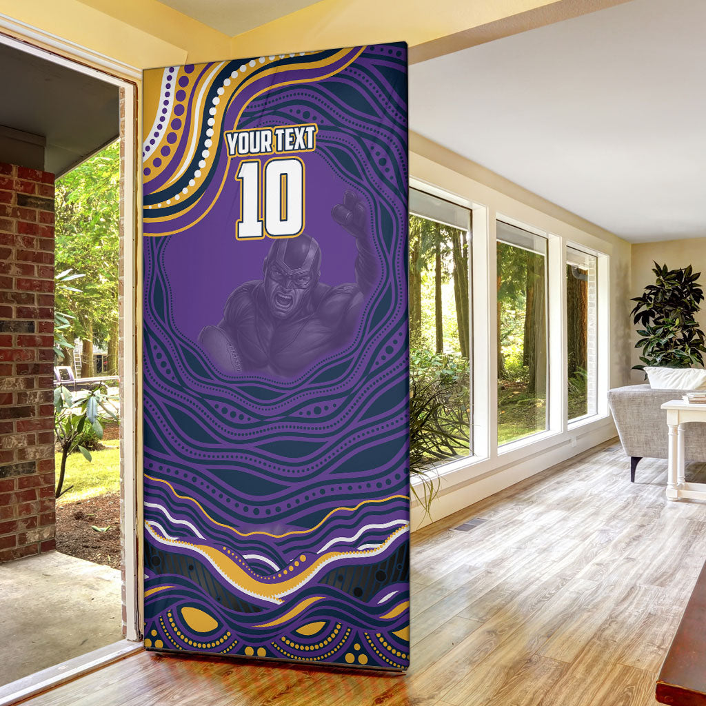 Personalized Gold Coast Titans Door Cover Aboriginal Dot Art - Dreamtime Rugby Mascot