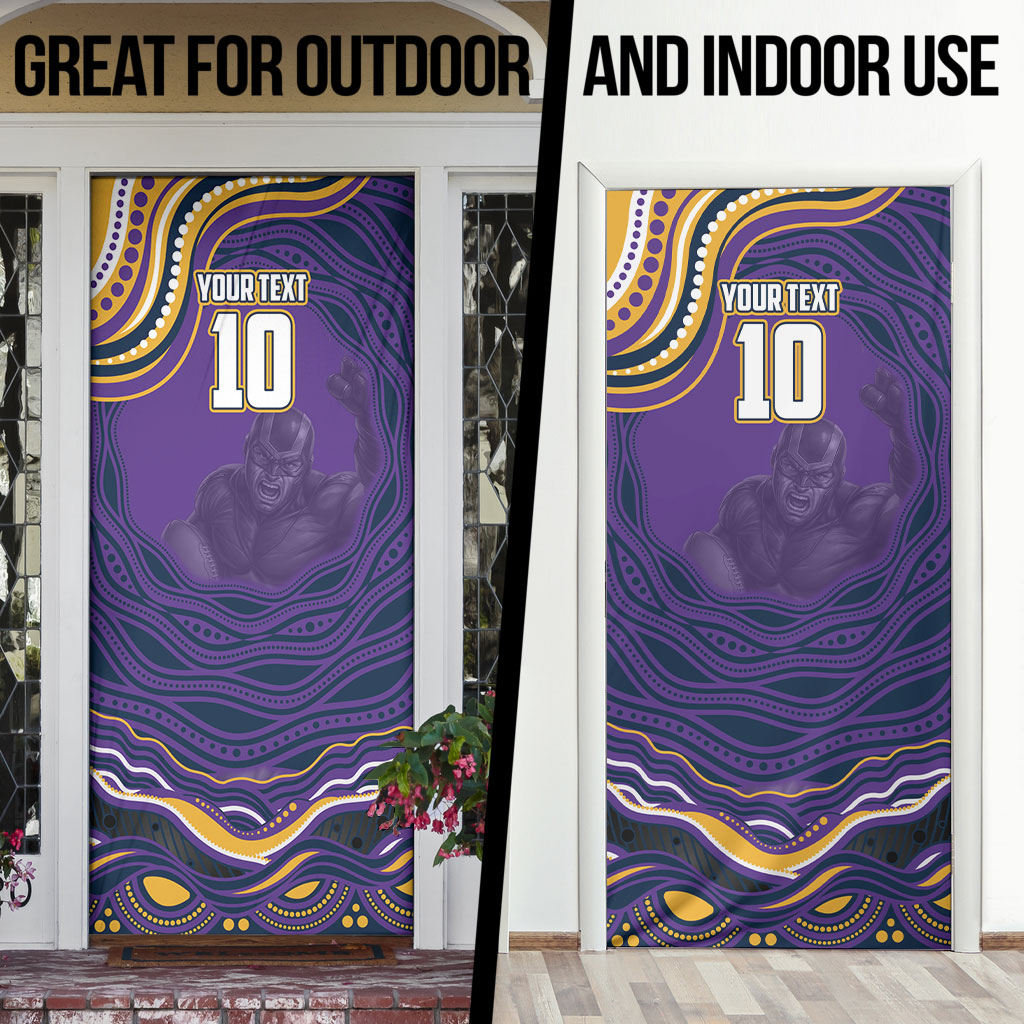 Personalized Gold Coast Titans Door Cover Aboriginal Dot Art - Dreamtime Rugby Mascot