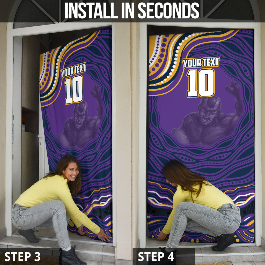 Personalized Gold Coast Titans Door Cover Aboriginal Dot Art - Dreamtime Rugby Mascot