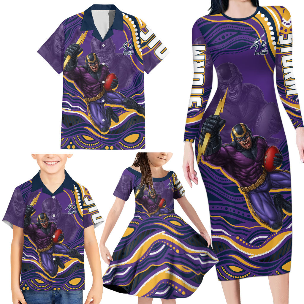Personalized Gold Coast Titans Family Matching Long Sleeve Bodycon Dress and Hawaiian Shirt Aboriginal Dot Art - Dreamtime Rugby Mascot