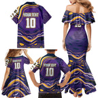 Personalized Gold Coast Titans Family Matching Mermaid Dress and Hawaiian Shirt Aboriginal Dot Art - Dreamtime Rugby Mascot