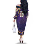 Personalized Gold Coast Titans Family Matching Off The Shoulder Long Sleeve Dress and Hawaiian Shirt Aboriginal Dot Art - Dreamtime Rugby Mascot