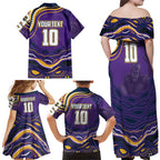 Personalized Gold Coast Titans Family Matching Off Shoulder Maxi Dress and Hawaiian Shirt Aboriginal Dot Art - Dreamtime Rugby Mascot