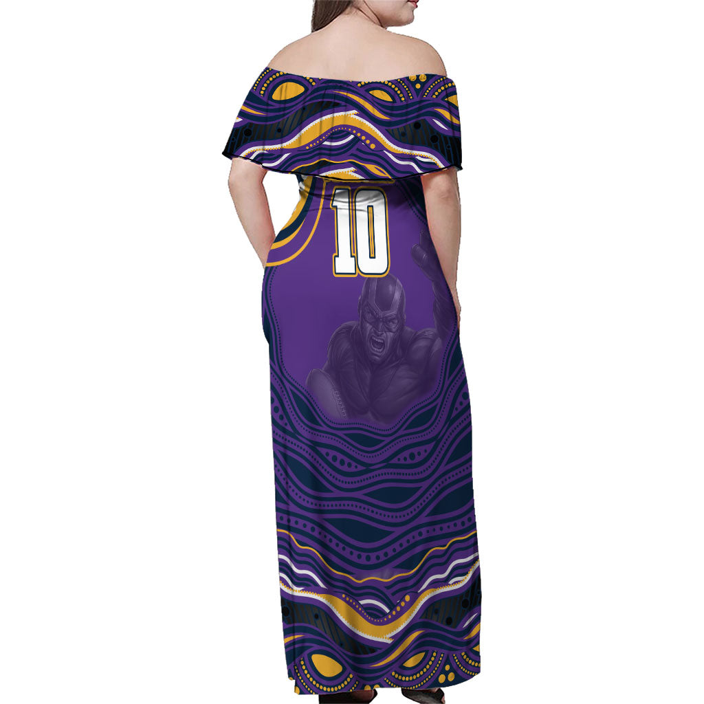 Personalized Gold Coast Titans Family Matching Off Shoulder Maxi Dress and Hawaiian Shirt Aboriginal Dot Art - Dreamtime Rugby Mascot