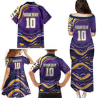 Personalized Gold Coast Titans Family Matching Puletasi and Hawaiian Shirt Aboriginal Dot Art - Dreamtime Rugby Mascot