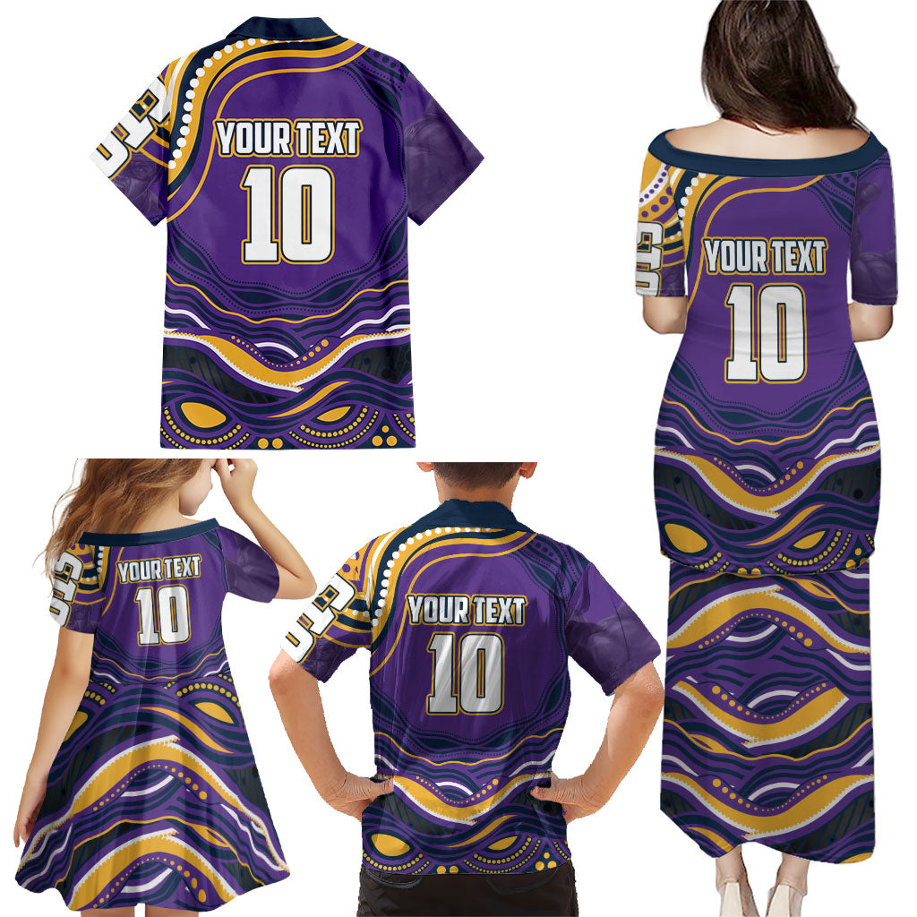 Personalized Gold Coast Titans Family Matching Puletasi and Hawaiian Shirt Aboriginal Dot Art - Dreamtime Rugby Mascot