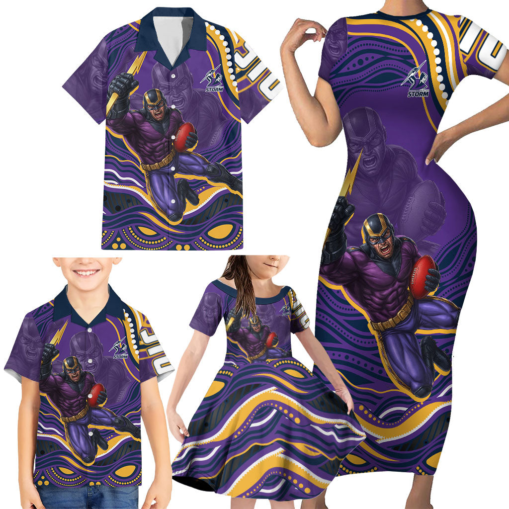 Personalized Gold Coast Titans Family Matching Short Sleeve Bodycon Dress and Hawaiian Shirt Aboriginal Dot Art - Dreamtime Rugby Mascot