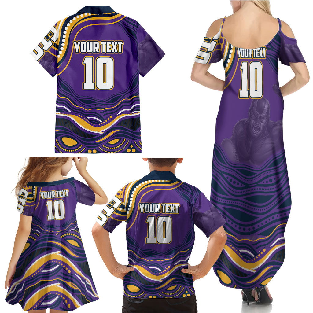 Personalized Gold Coast Titans Family Matching Summer Maxi Dress and Hawaiian Shirt Aboriginal Dot Art - Dreamtime Rugby Mascot
