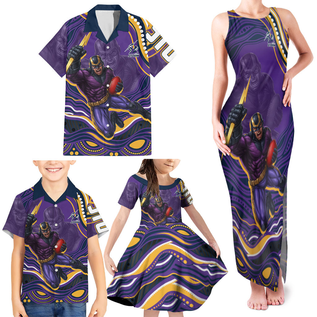 Personalized Gold Coast Titans Family Matching Tank Maxi Dress and Hawaiian Shirt Aboriginal Dot Art - Dreamtime Rugby Mascot