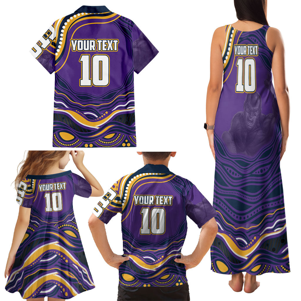 Personalized Gold Coast Titans Family Matching Tank Maxi Dress and Hawaiian Shirt Aboriginal Dot Art - Dreamtime Rugby Mascot