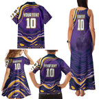 Personalized Gold Coast Titans Family Matching Tank Maxi Dress and Hawaiian Shirt Aboriginal Dot Art - Dreamtime Rugby Mascot