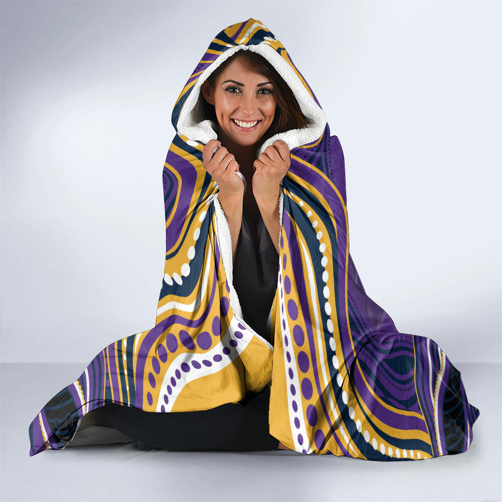 Personalized Gold Coast Titans Hooded Blanket Aboriginal Dot Art - Dreamtime Rugby Mascot