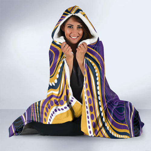 Personalized Gold Coast Titans Hooded Blanket Aboriginal Dot Art - Dreamtime Rugby Mascot