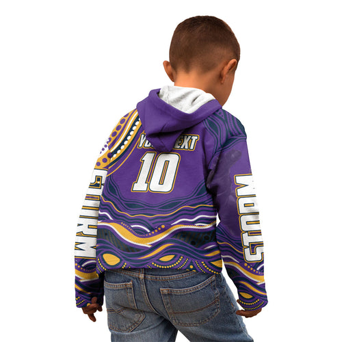 Personalized Gold Coast Titans Kid Hoodie Aboriginal Dot Art - Dreamtime Rugby Mascot