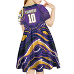 Personalized Gold Coast Titans Kid Short Sleeve Dress Aboriginal Dot Art - Dreamtime Rugby Mascot