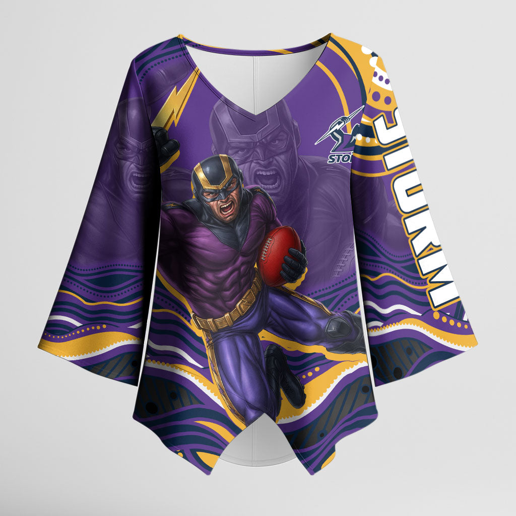 Personalized Gold Coast Titans Kimono Sleeve Blouse Aboriginal Dot Art - Dreamtime Rugby Mascot