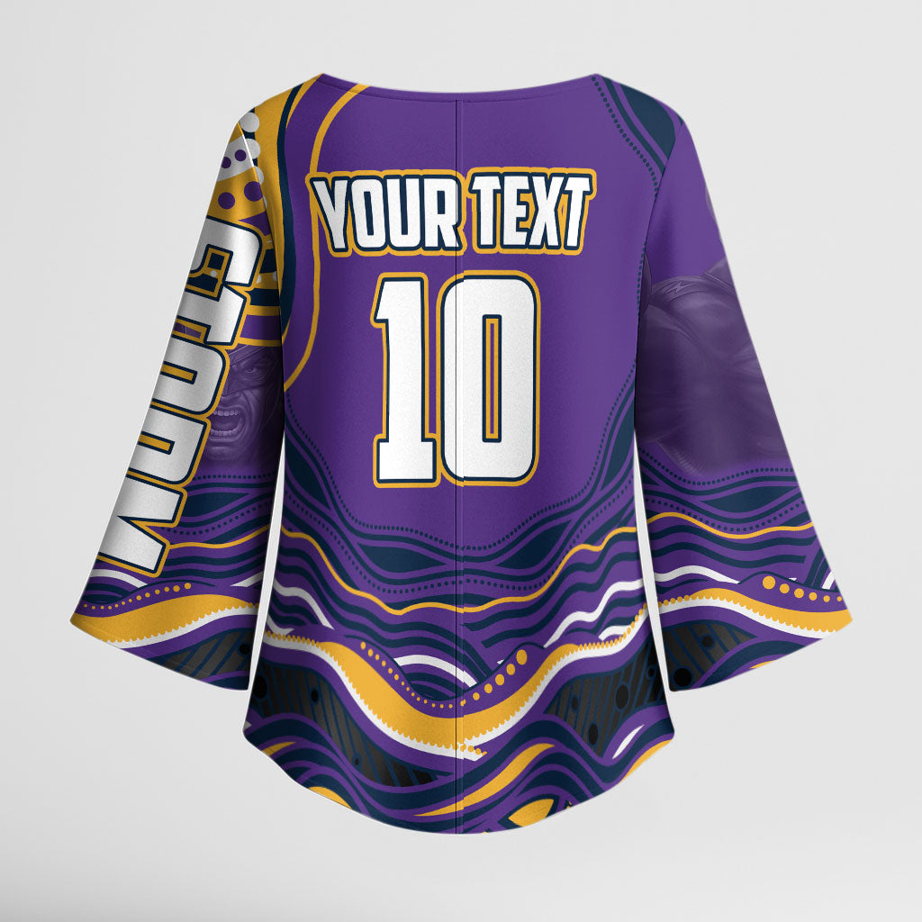 Personalized Gold Coast Titans Kimono Sleeve Blouse Aboriginal Dot Art - Dreamtime Rugby Mascot
