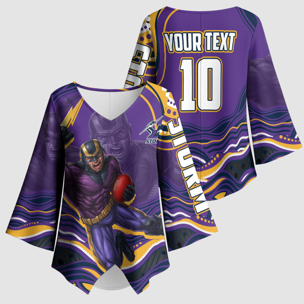 Personalized Gold Coast Titans Kimono Sleeve Blouse Aboriginal Dot Art - Dreamtime Rugby Mascot