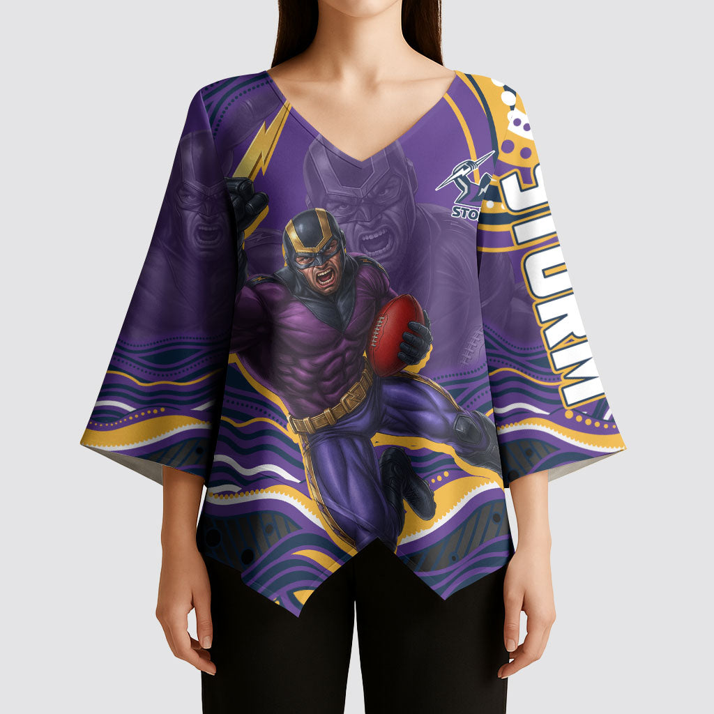Personalized Gold Coast Titans Kimono Sleeve Blouse Aboriginal Dot Art - Dreamtime Rugby Mascot