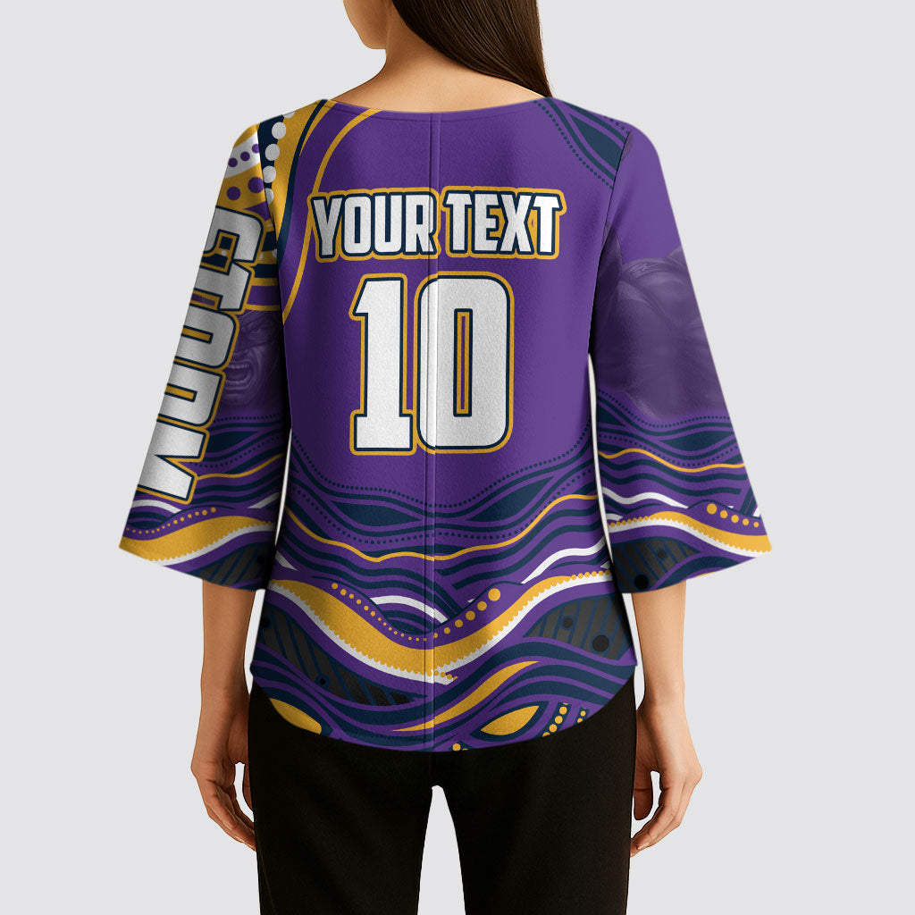 Personalized Gold Coast Titans Kimono Sleeve Blouse Aboriginal Dot Art - Dreamtime Rugby Mascot