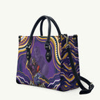Personalized Gold Coast Titans Leather Bag Aboriginal Dot Art - Dreamtime Rugby Mascot