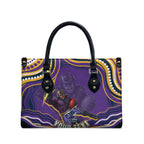 Personalized Gold Coast Titans Leather Bag Aboriginal Dot Art - Dreamtime Rugby Mascot