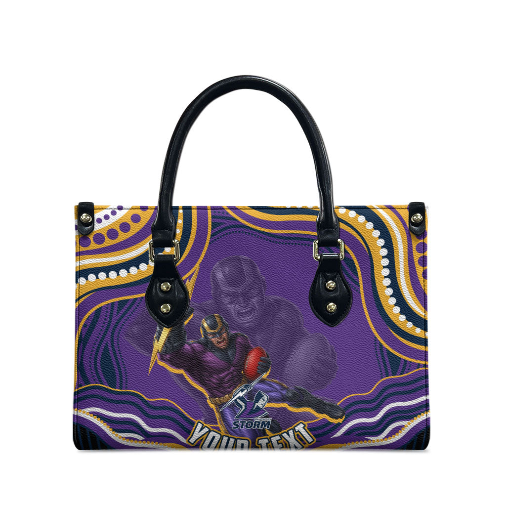 Personalized Gold Coast Titans Leather Bag Aboriginal Dot Art - Dreamtime Rugby Mascot