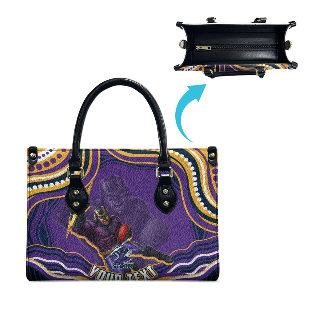 Personalized Gold Coast Titans Leather Bag Aboriginal Dot Art - Dreamtime Rugby Mascot
