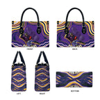 Personalized Gold Coast Titans Leather Bag Aboriginal Dot Art - Dreamtime Rugby Mascot