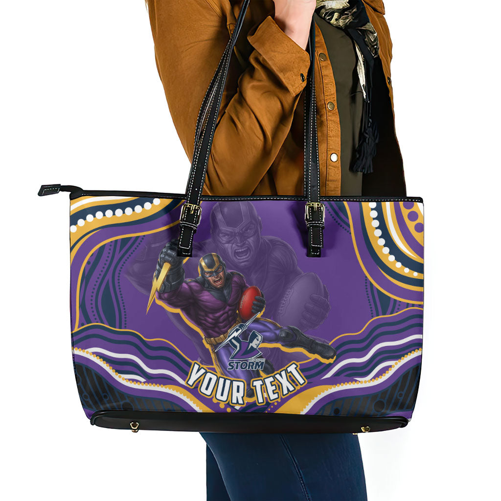Personalized Gold Coast Titans Leather Tote Bag Aboriginal Dot Art - Dreamtime Rugby Mascot