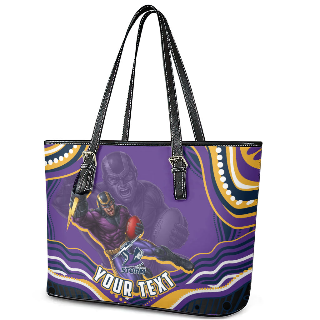 Personalized Gold Coast Titans Leather Tote Bag Aboriginal Dot Art - Dreamtime Rugby Mascot