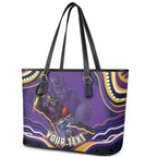 Personalized Gold Coast Titans Leather Tote Bag Aboriginal Dot Art - Dreamtime Rugby Mascot