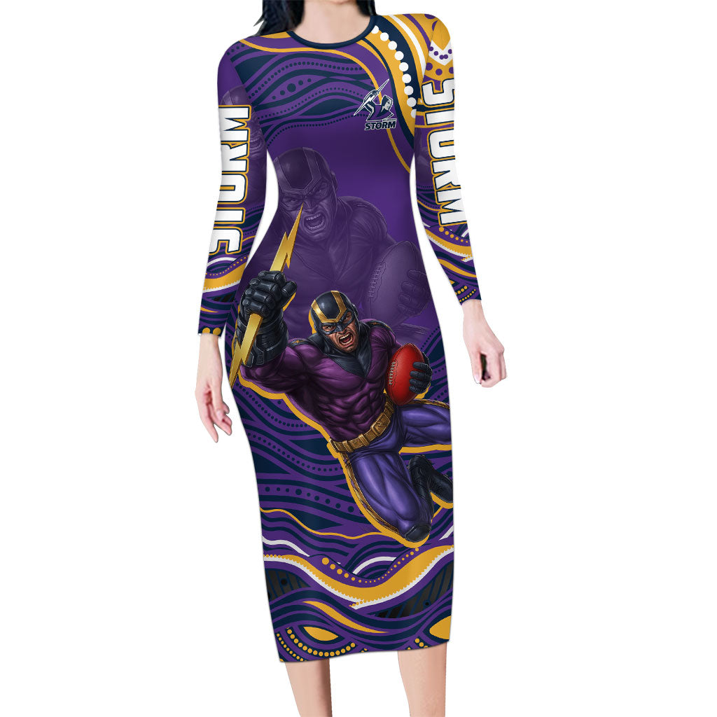 Personalized Gold Coast Titans Long Sleeve Bodycon Dress Aboriginal Dot Art - Dreamtime Rugby Mascot