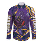 Personalized Gold Coast Titans Long Sleeve Button Shirt Aboriginal Dot Art - Dreamtime Rugby Mascot
