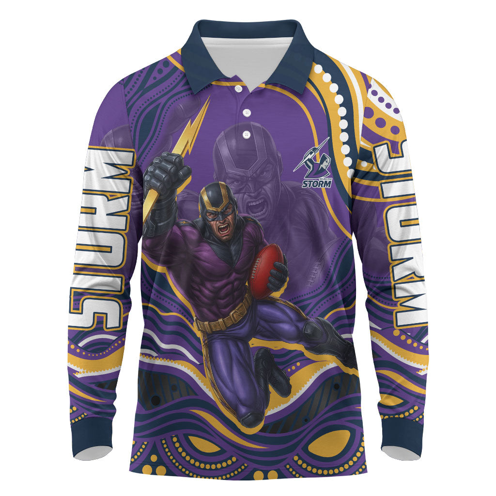 Personalized Gold Coast Titans Long Sleeve Polo Shirt Aboriginal Dot Art - Dreamtime Rugby Mascot