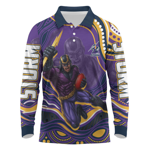 Personalized Gold Coast Titans Long Sleeve Polo Shirt Aboriginal Dot Art - Dreamtime Rugby Mascot
