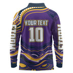 Personalized Gold Coast Titans Long Sleeve Polo Shirt Aboriginal Dot Art - Dreamtime Rugby Mascot