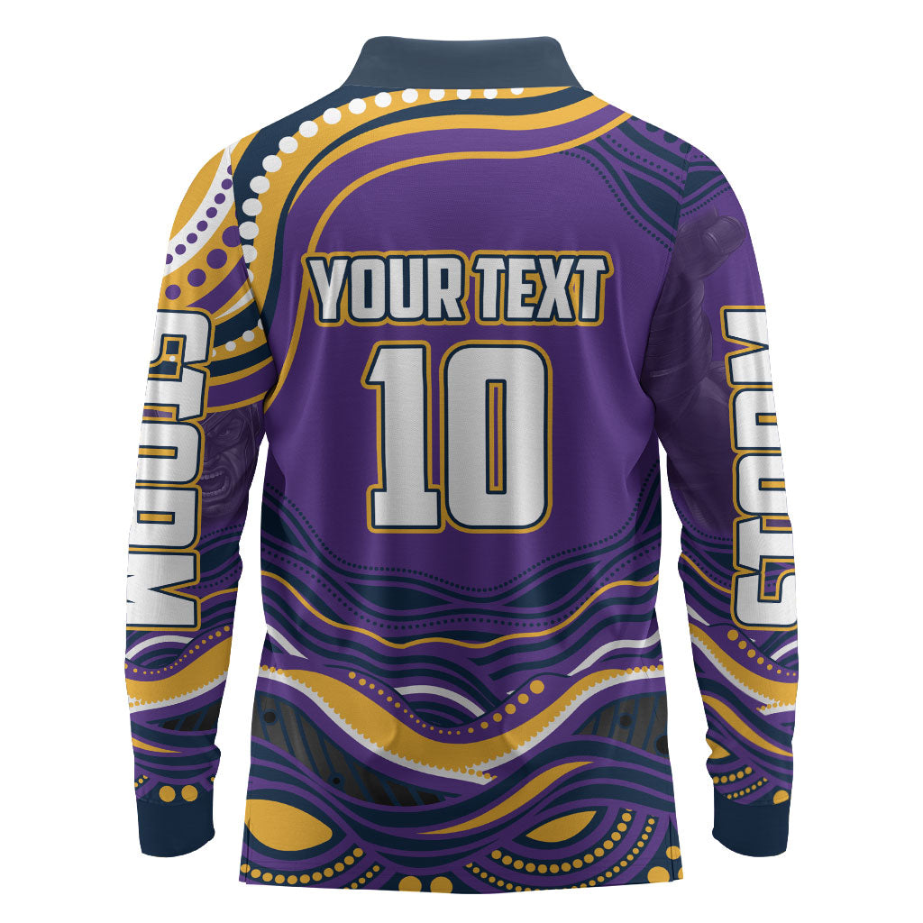 Personalized Gold Coast Titans Long Sleeve Polo Shirt Aboriginal Dot Art - Dreamtime Rugby Mascot